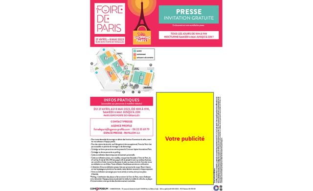 Votre publicité sur les billets Foire de Paris