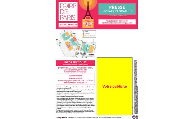 Votre publicité sur les billets Foire de Paris