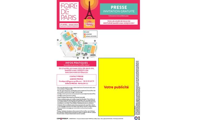 Votre publicité sur les billets Foire de Paris